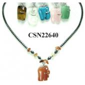 Semi precious Stone Elephant Pendant Beads Chain Choker Fashion Women Necklace